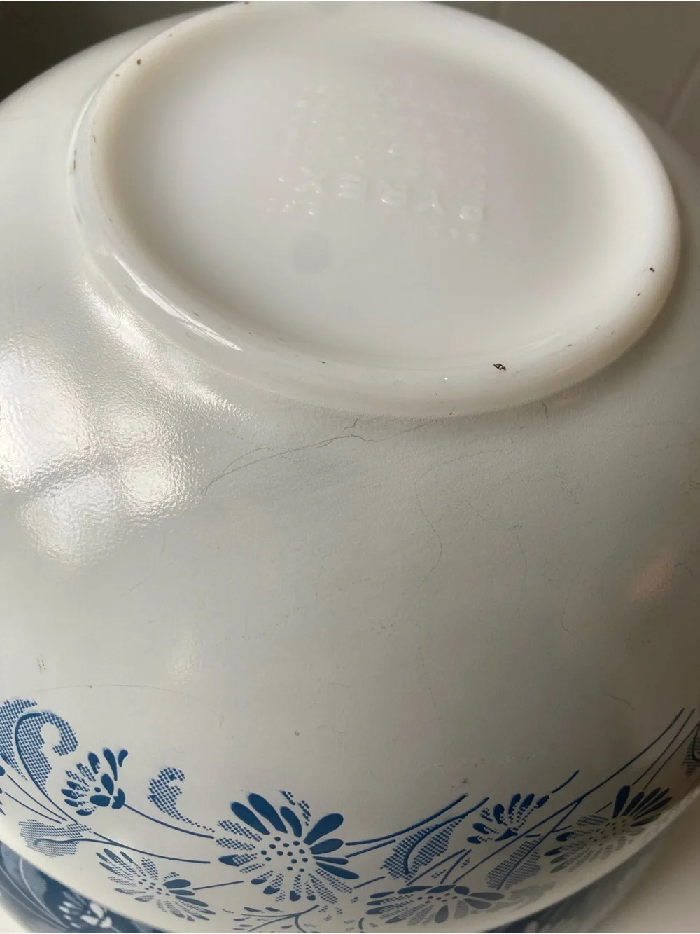 Vintage Pyrex Colonial Mist Cinderella nesting mixing bowl set Blue Daisy 1983.